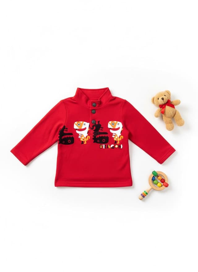 Red Dragon Graphic High-Collar Infant Top