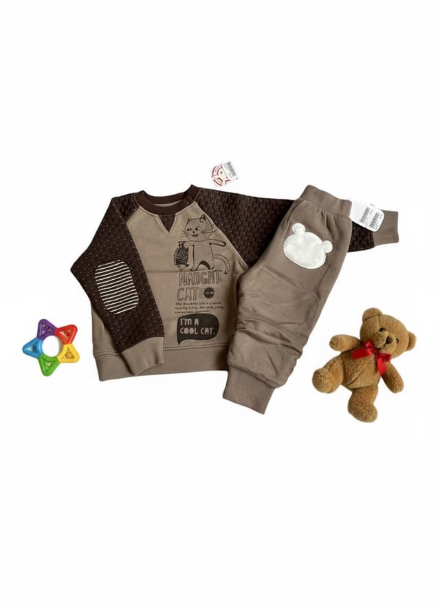 Cool Cat Quilted Baby Sweater Set