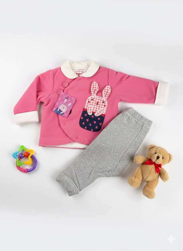 Baby Girl's Fleece Warmth Crossover Jacket Outfit