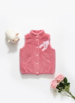 Girls' Reversible Quilted Vest with Faux Fur Collar image 2