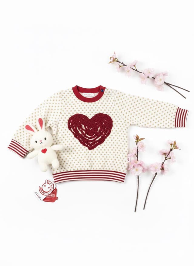 Infant Heart Appliqué Knit Sweater